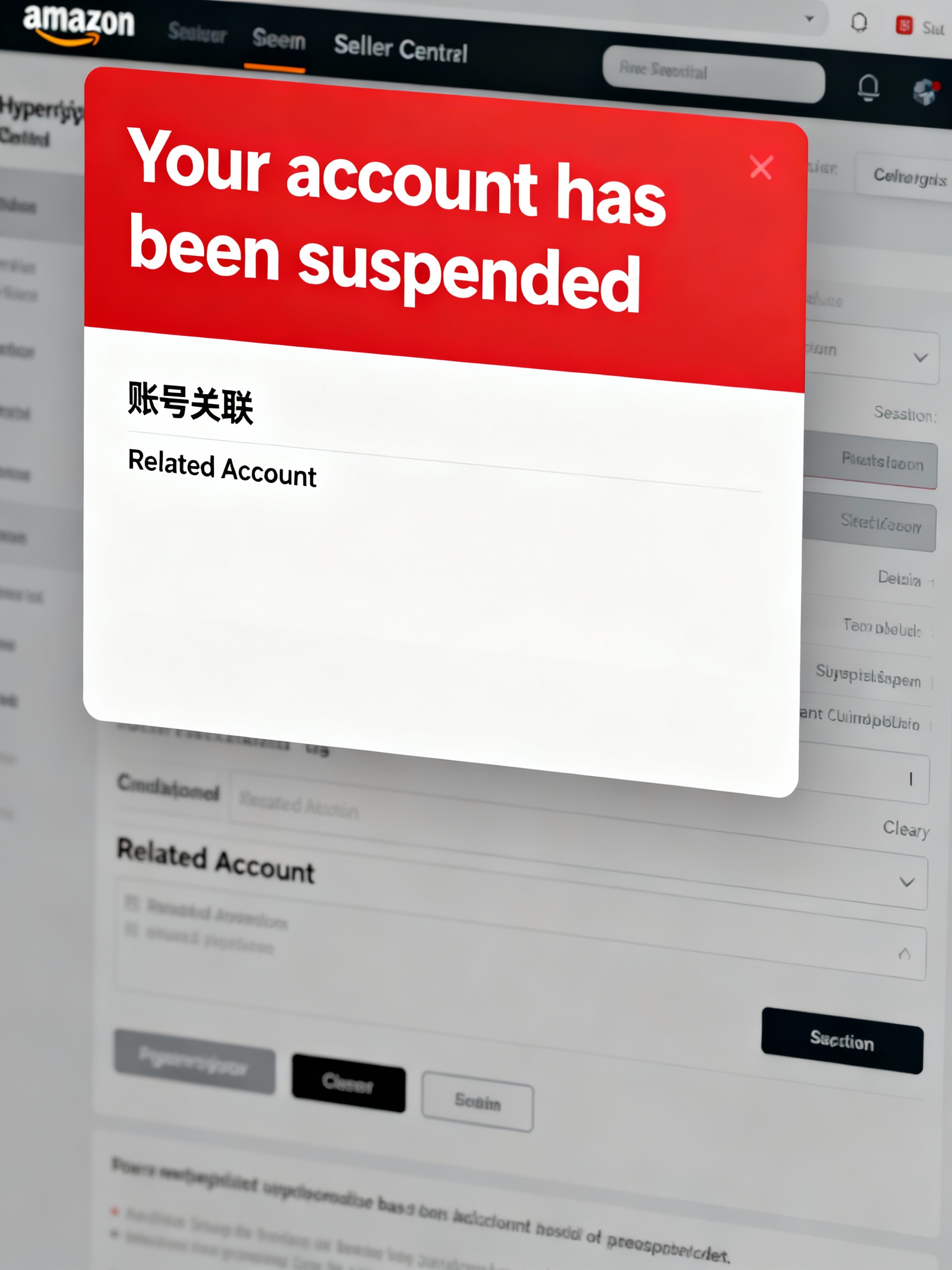 一张真实的亚马逊账号因IP关联被封禁的通知